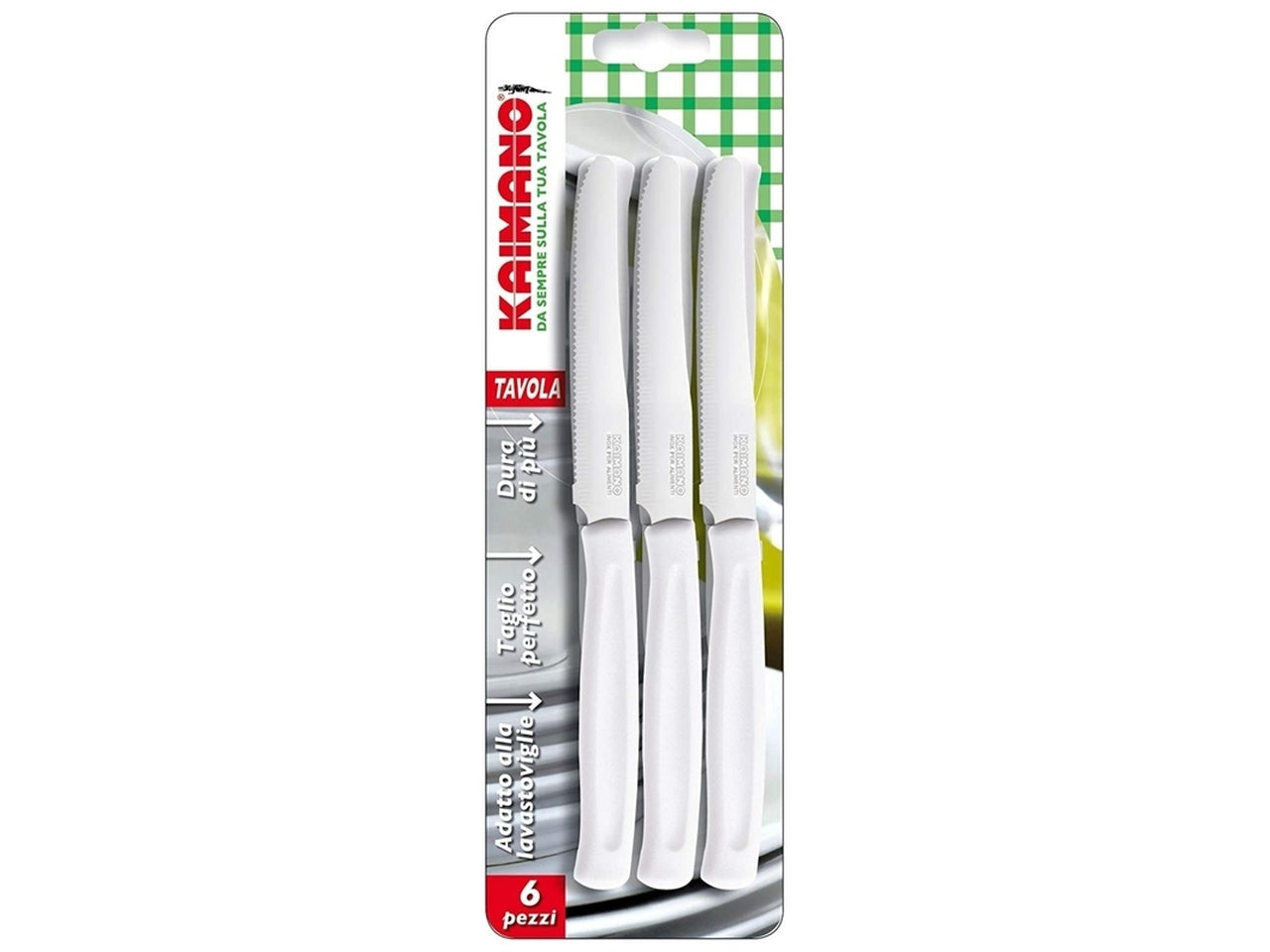 Coltelli da tavola lama dentata bianco dinamik 6 pezzi