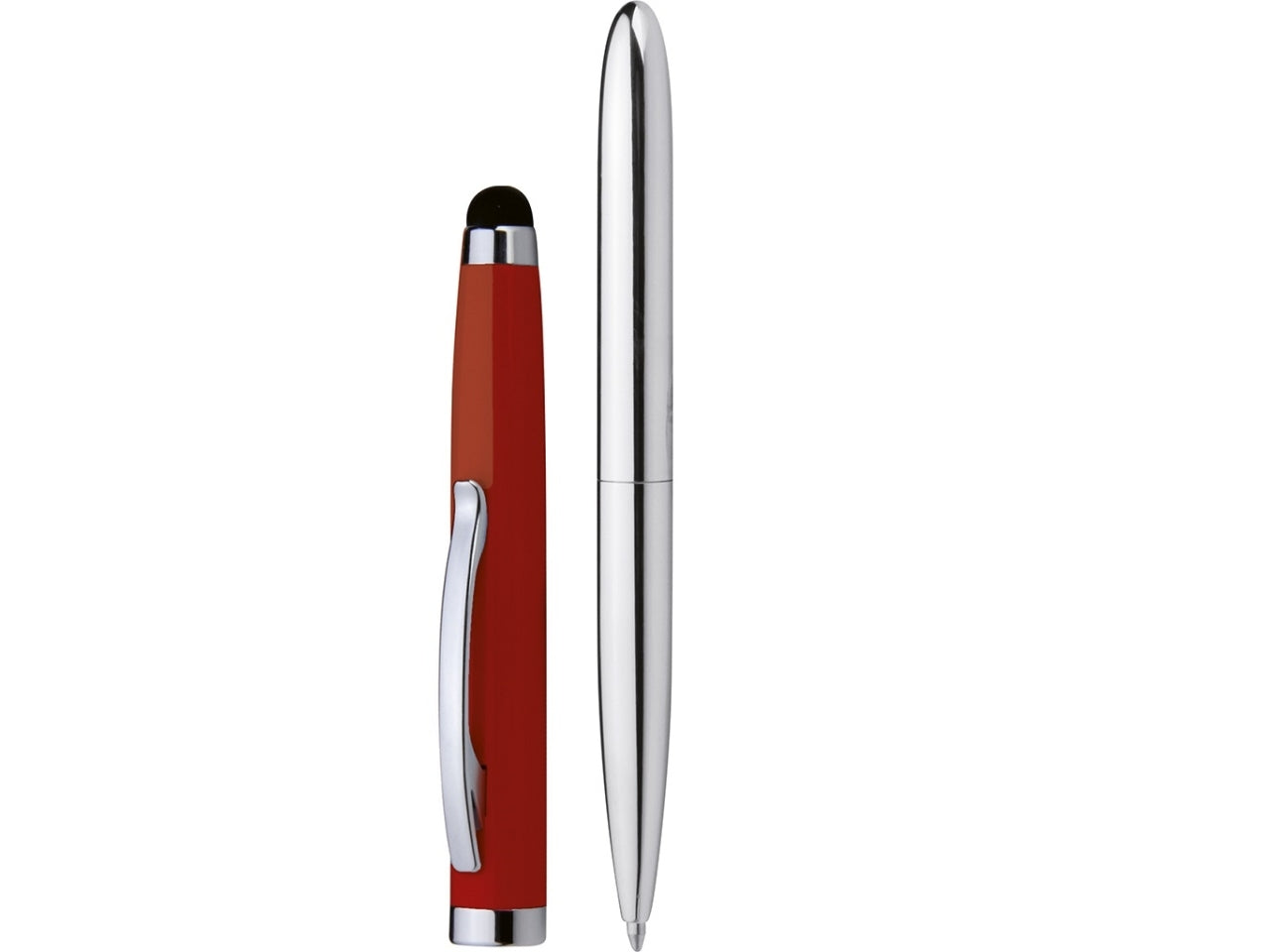 Penna sfera con touchscreen in metallo colore rosso