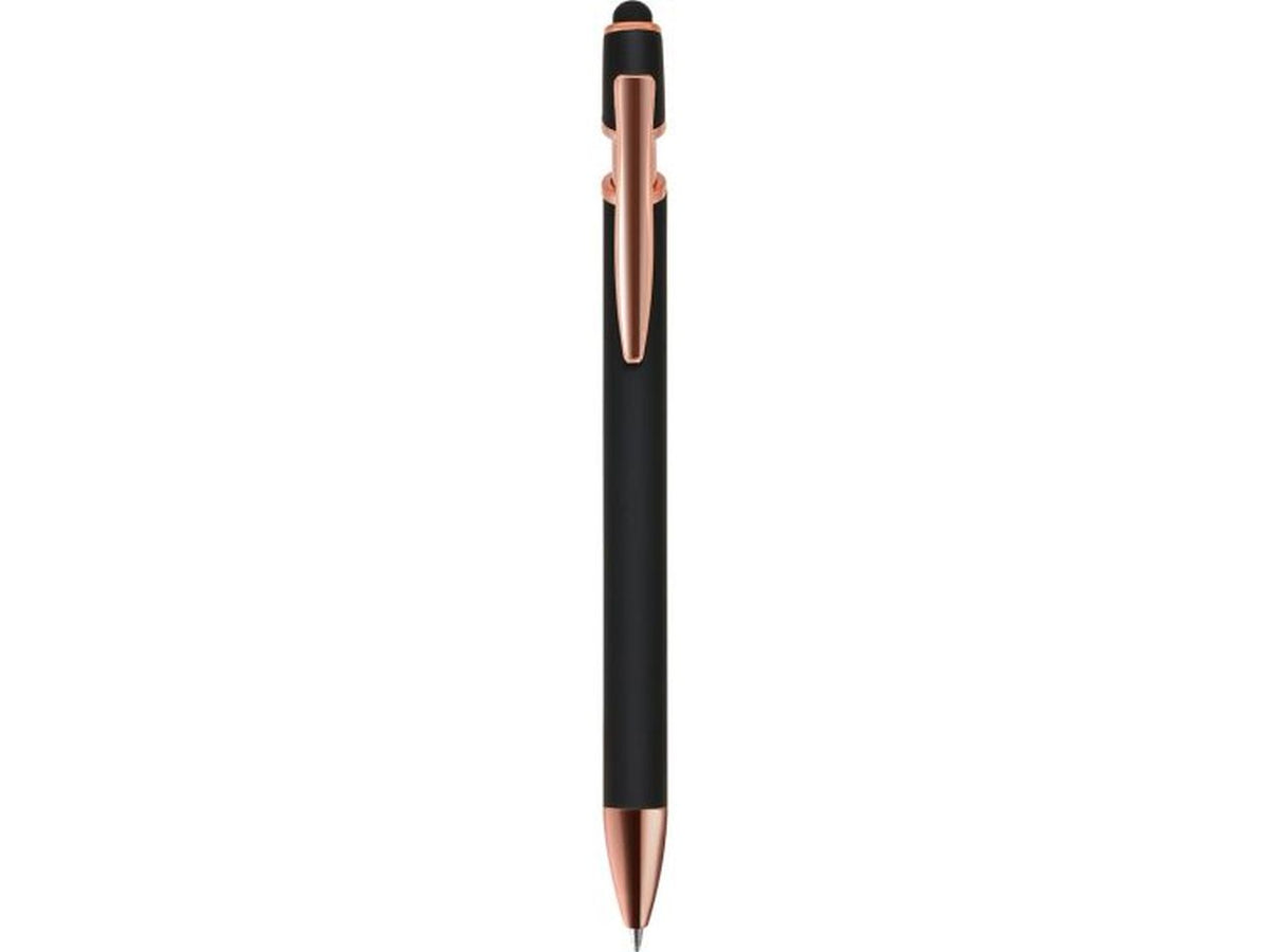 Penna a sfera con touch screen in alluminio e metallo nera