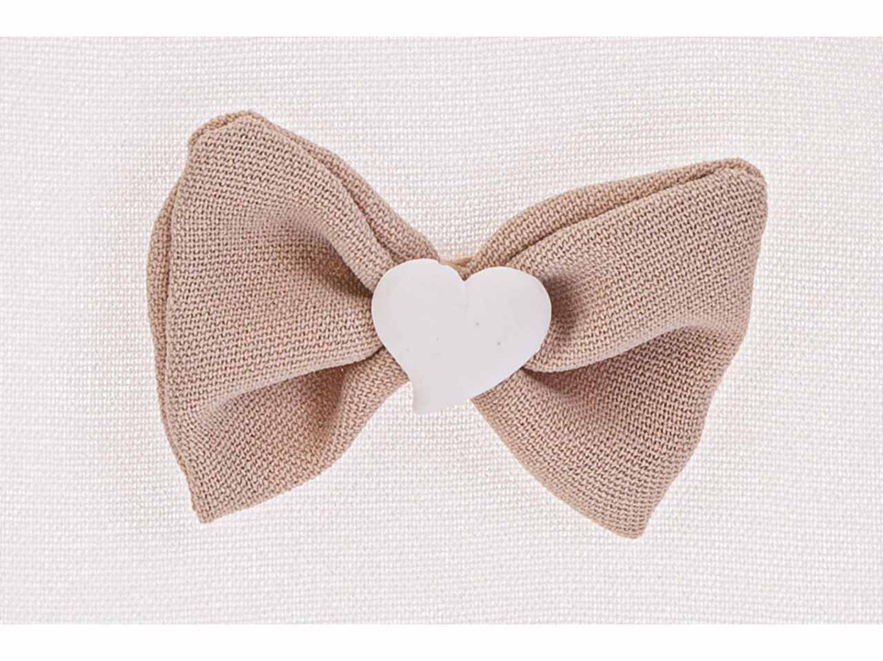 Sacchetto porta confetti in stoffa con fiocco colore beige 10x14 cm