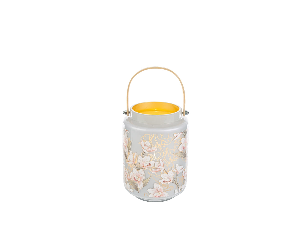 Lanterna in vetro decorato con fiori misura d.12xh.17cm