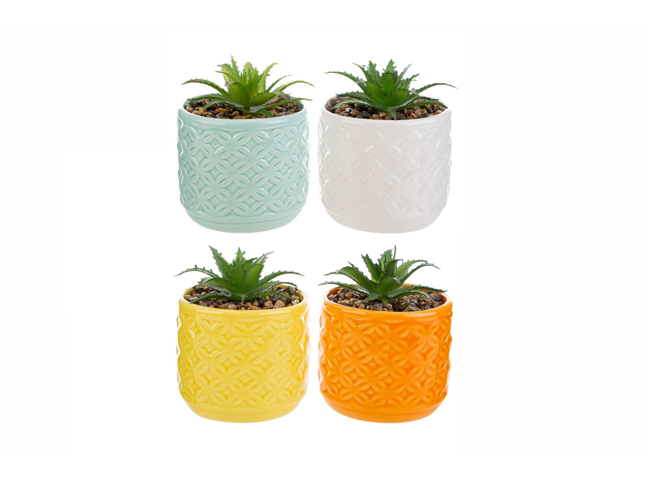 Vasetto piantina artificiale in 4 colori assortiti