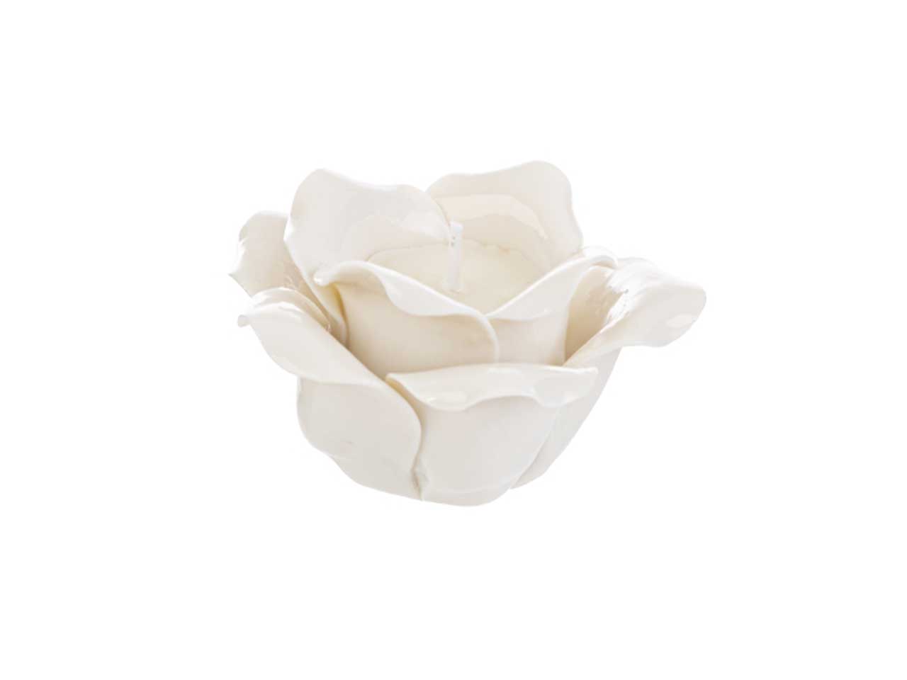Candela profumata con fiore in porcellana bianco