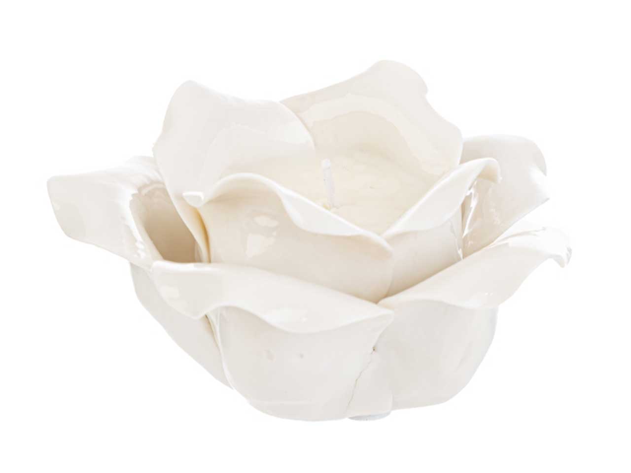 Candela profumata con fiore in porcellana bianco