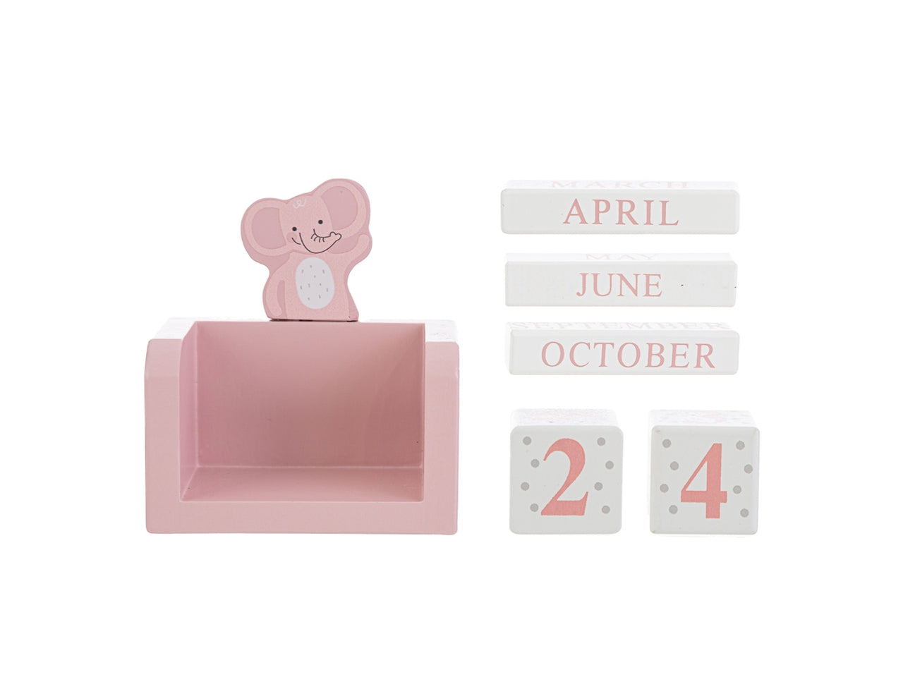 Datario rosa bomboniera nascita bimba in legno, idea regalo battesimo, 4 soggetti assortiti - 8x4,5x9cm - Le Stelle