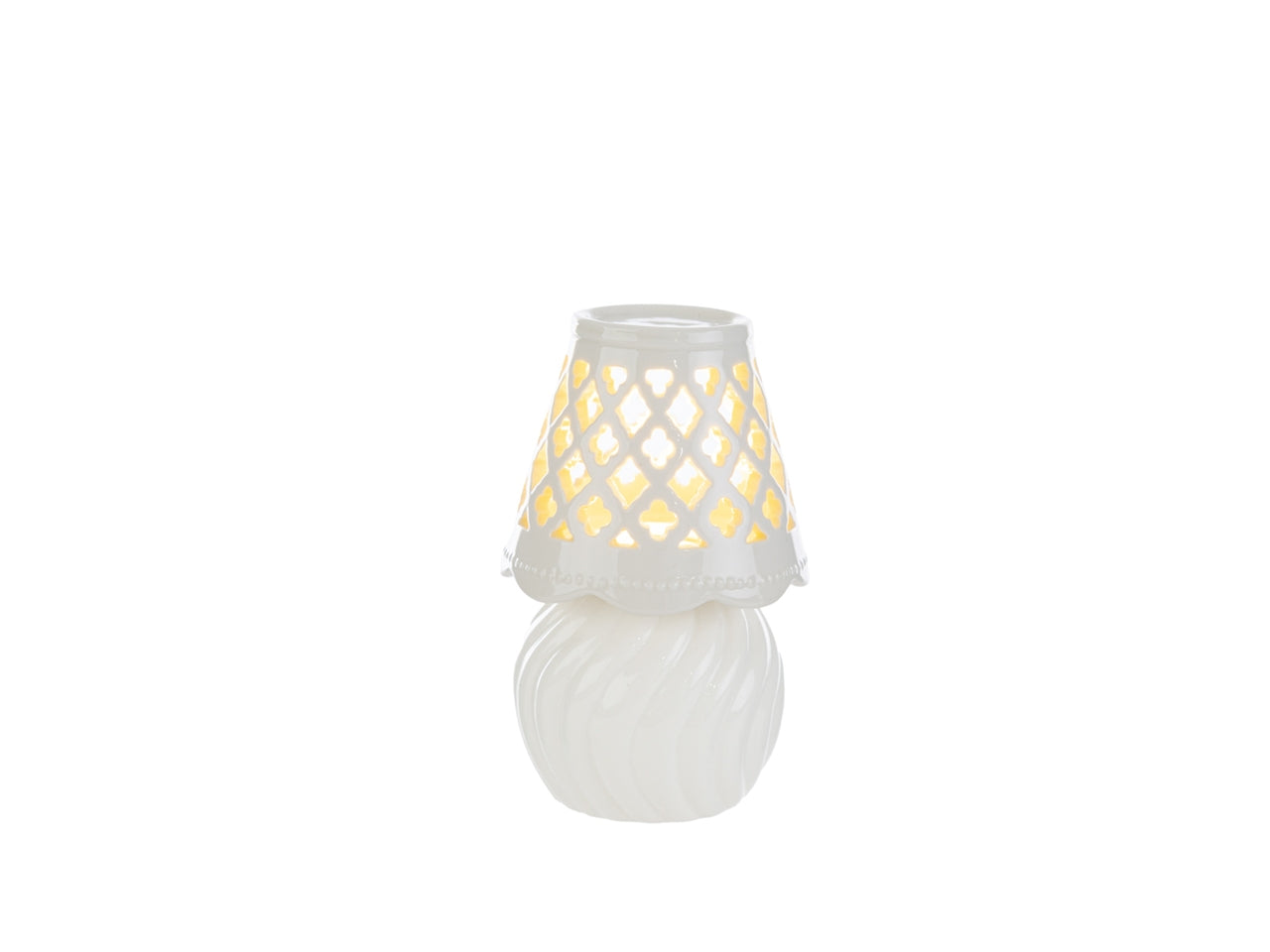 Lampada porcellana bianca 8,5x8,5xh.13,5cm con shopper