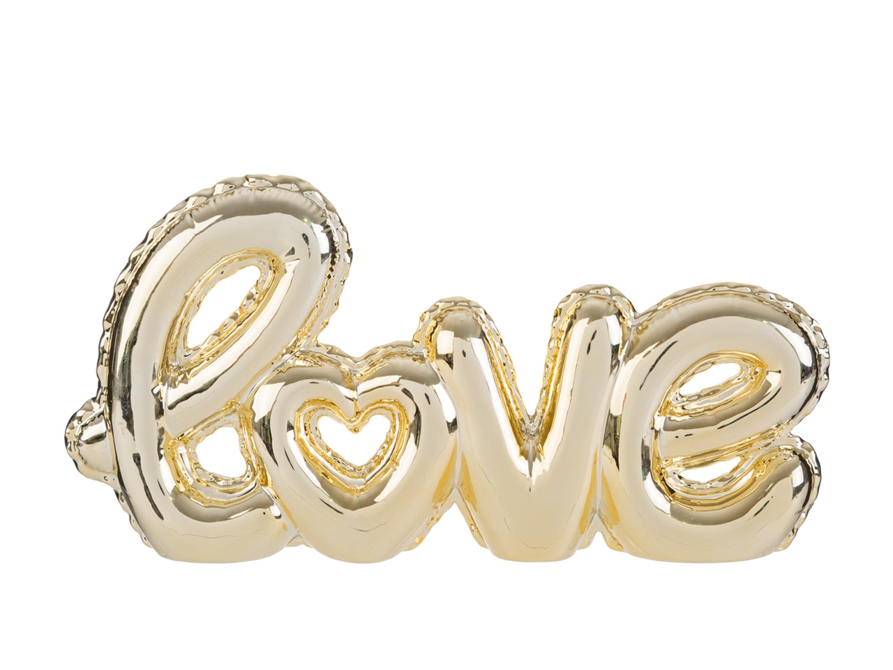 Scritta love porcellana oro 32x5xh.16cm