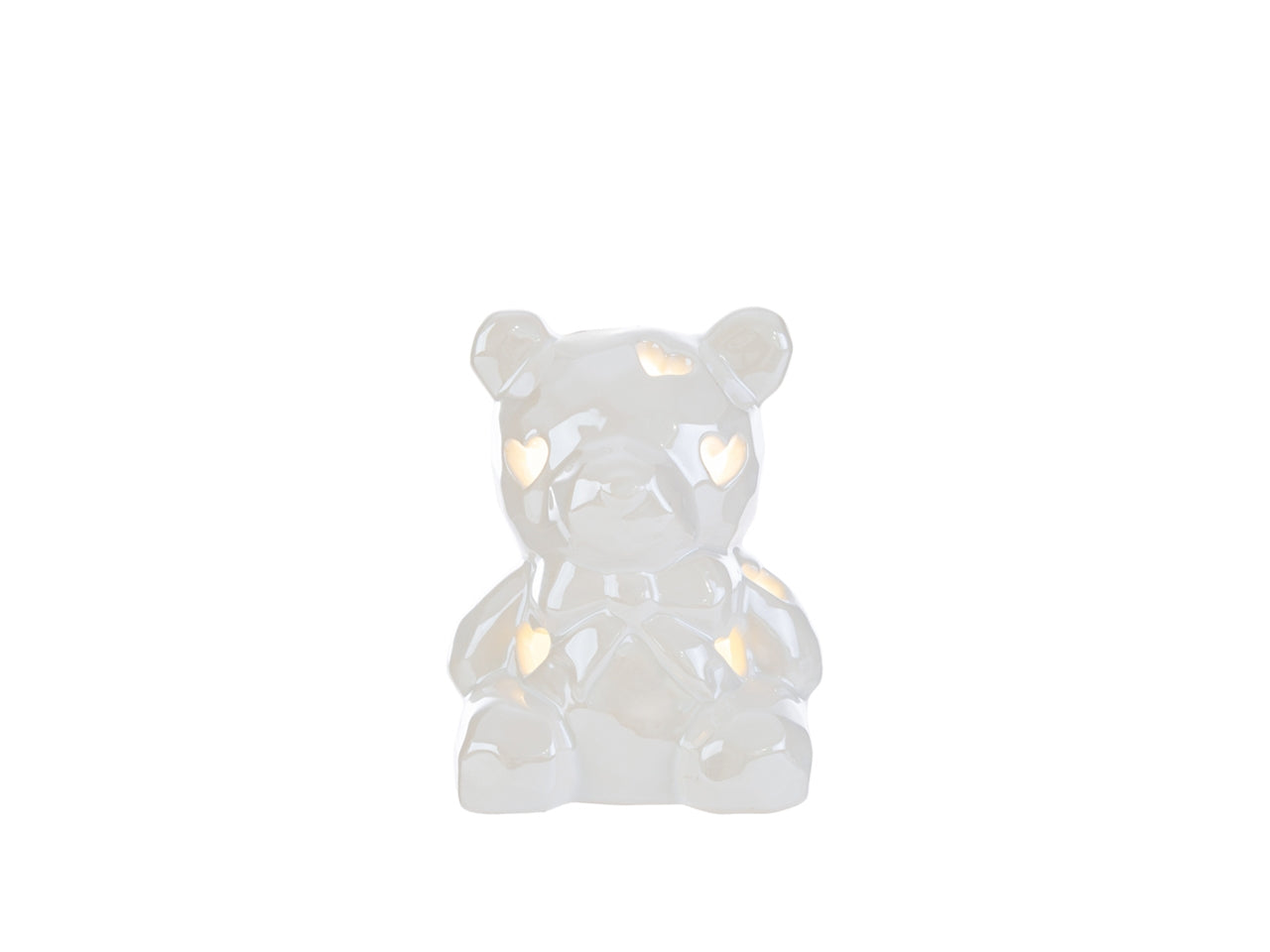 Orsetto porcellana led 8x7,5xh.10cm bianco con shopper