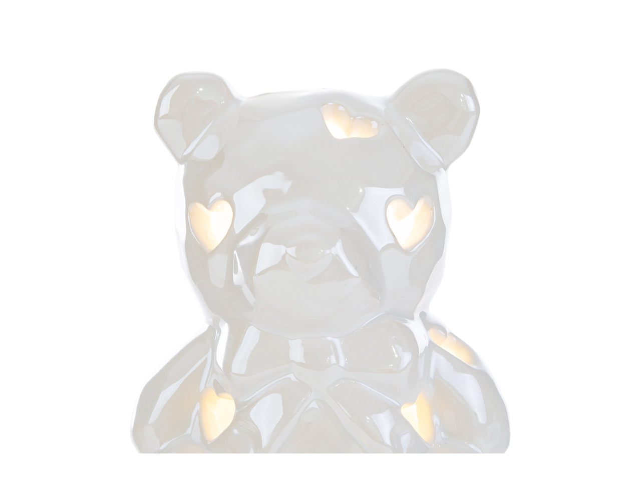 Orsetto porcellana led 8x7,5xh.10cm bianco con shopper
