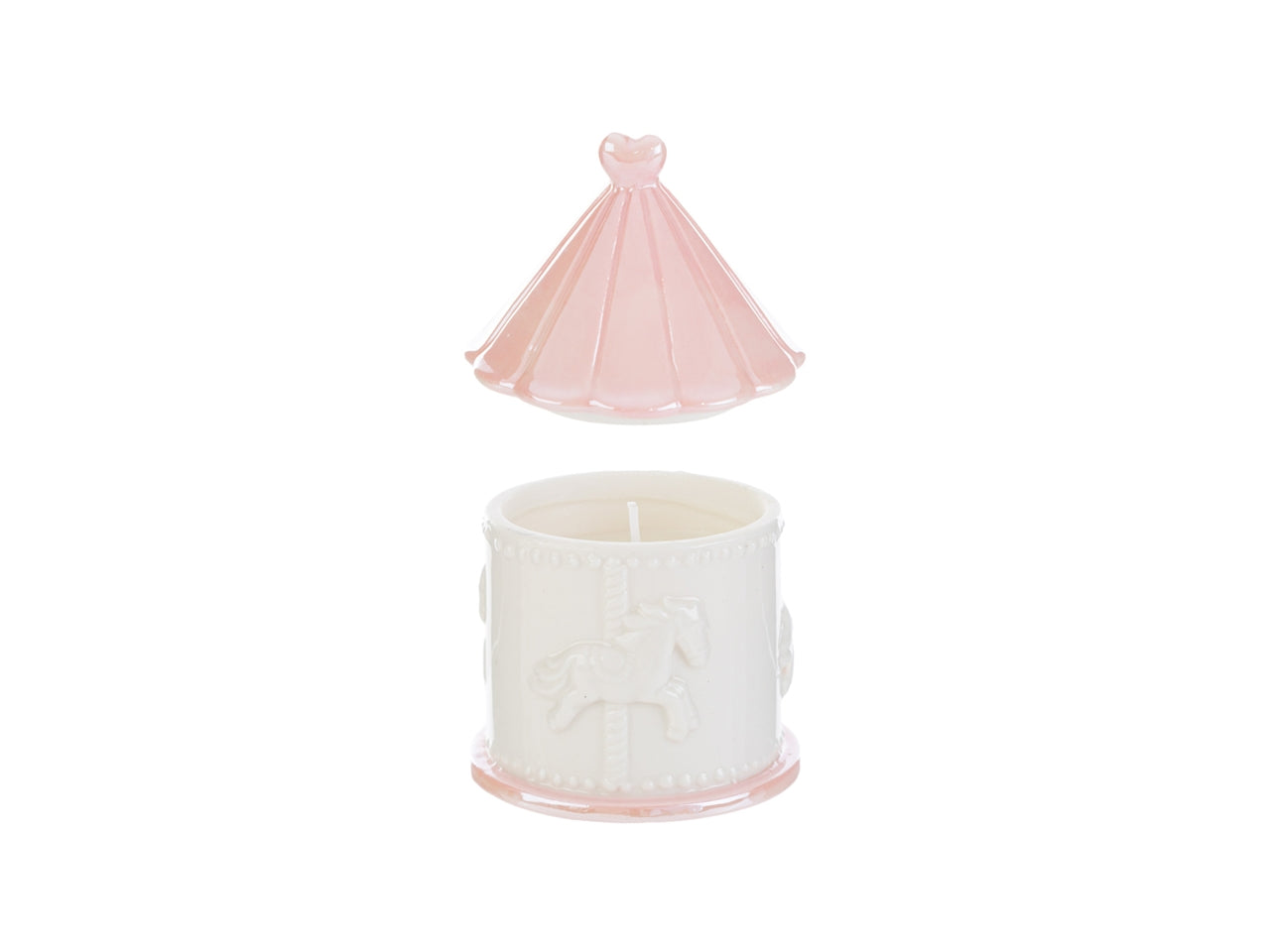 Candela soia giostrina porcellana rosa 8x8xh.12cm con astuccio