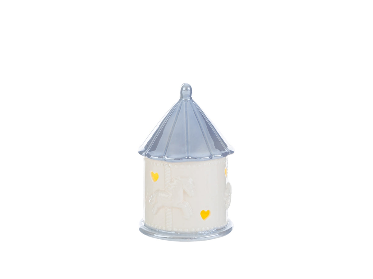 Giostrina led porcellana celeste 8x8xh.12cm con astuccio