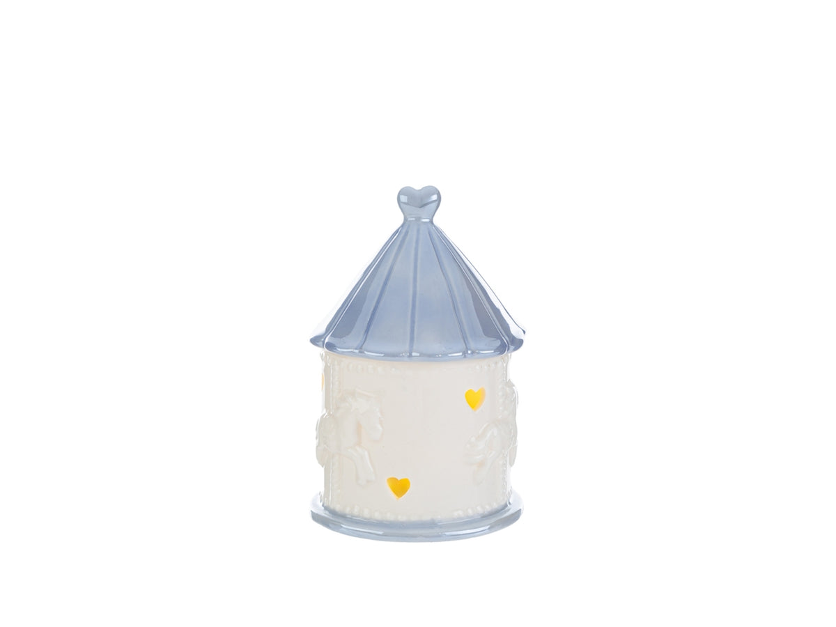 Giostrina led porcellana celeste 8x8xh.12cm con astuccio