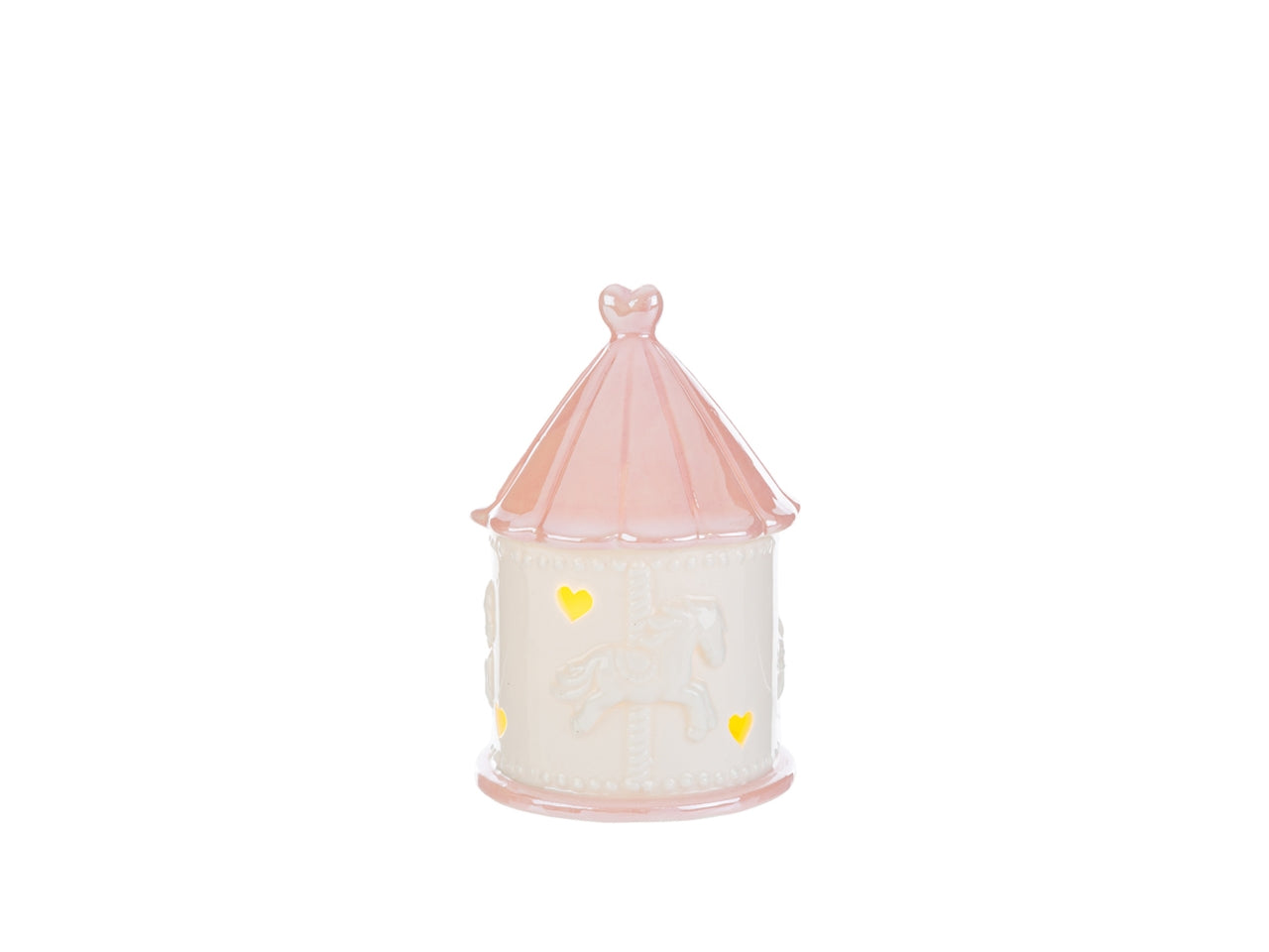Giostrina led porcellana rosa 8x8xh.12cm con astuccio