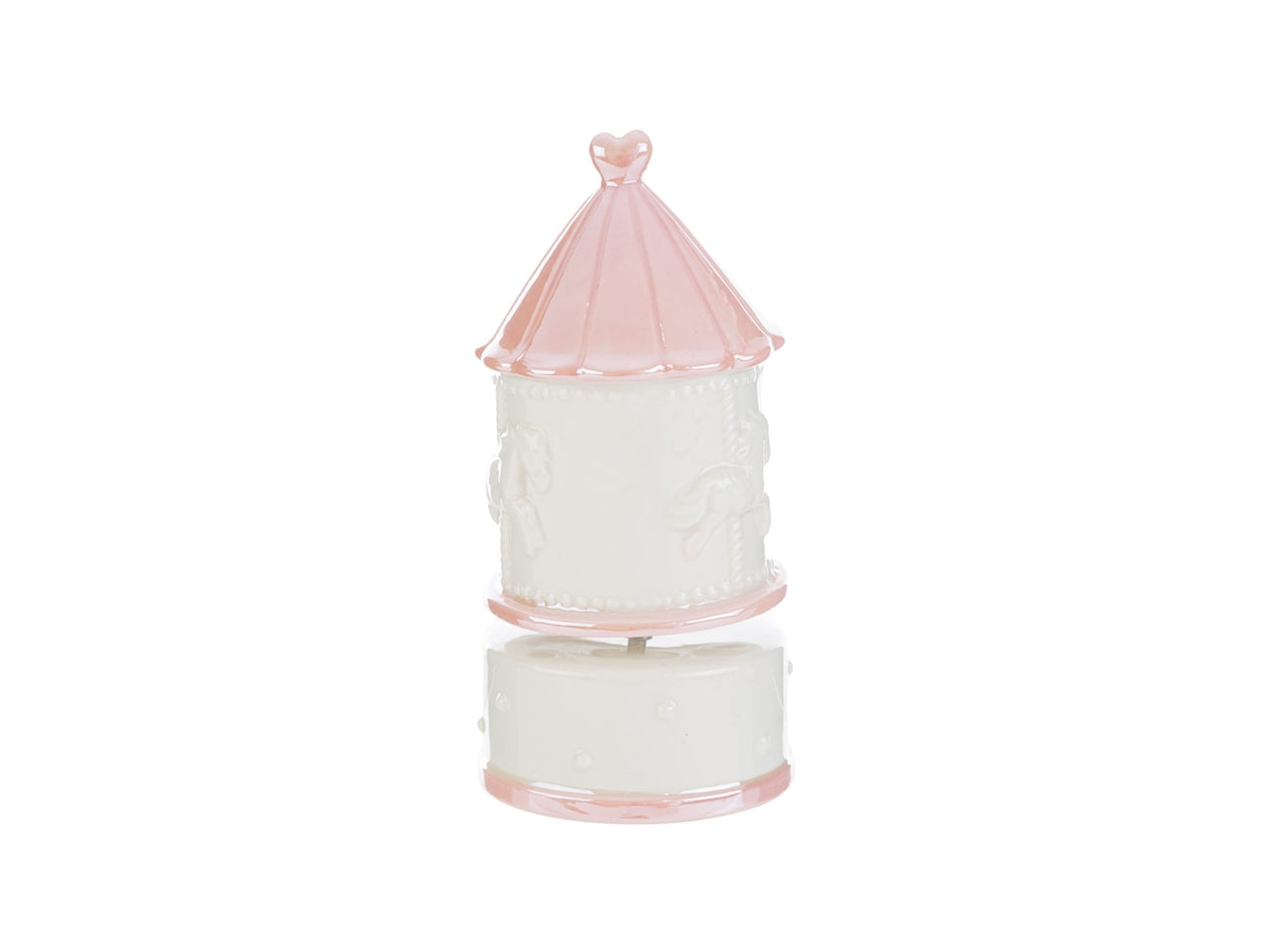 Carillon giostrina porcellana rosa 8x8xh.16,5cm con astuccio
