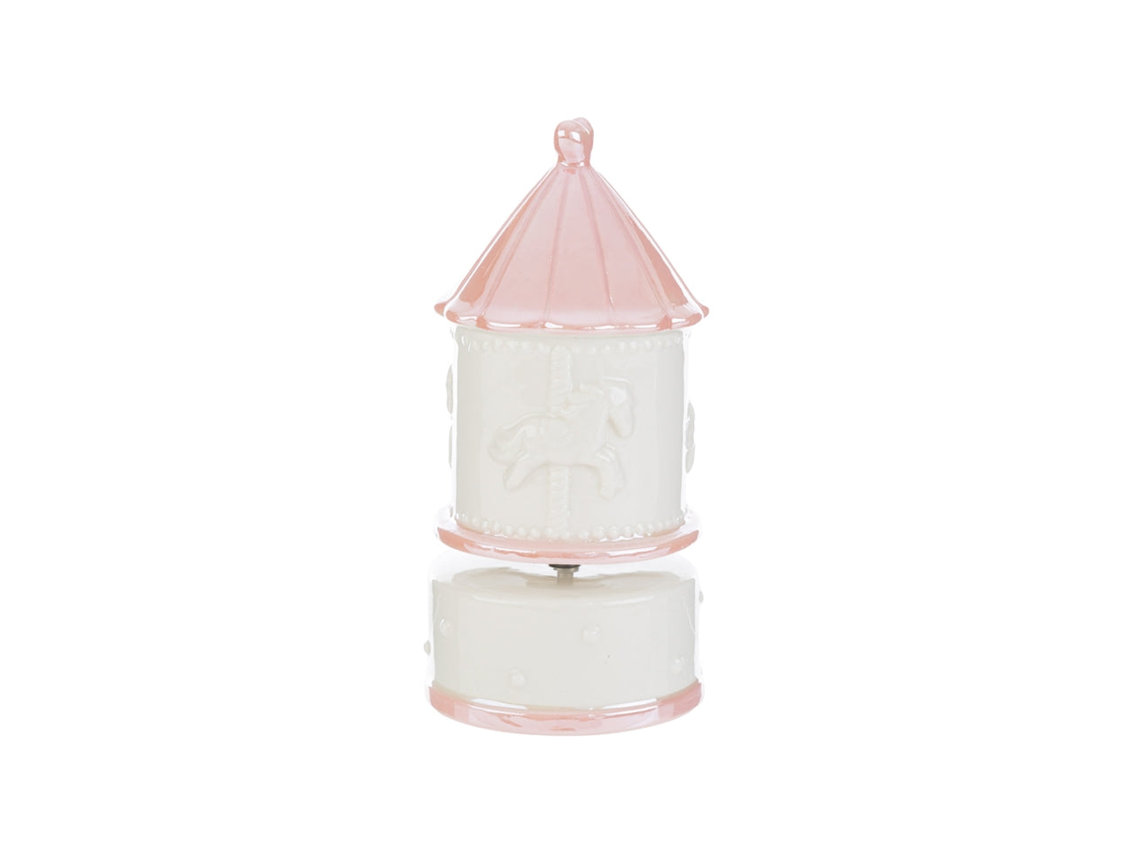 Carillon giostrina porcellana rosa 8x8xh.16,5cm con astuccio