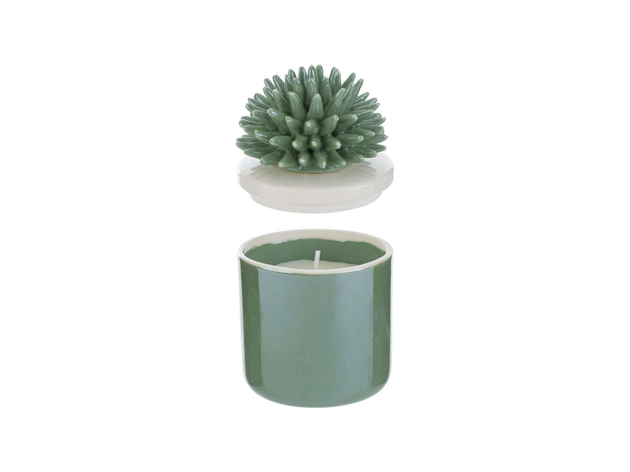 Candela scatola corallo porcellana verde 7,5x7,5xh.11,5cm con astuccio
