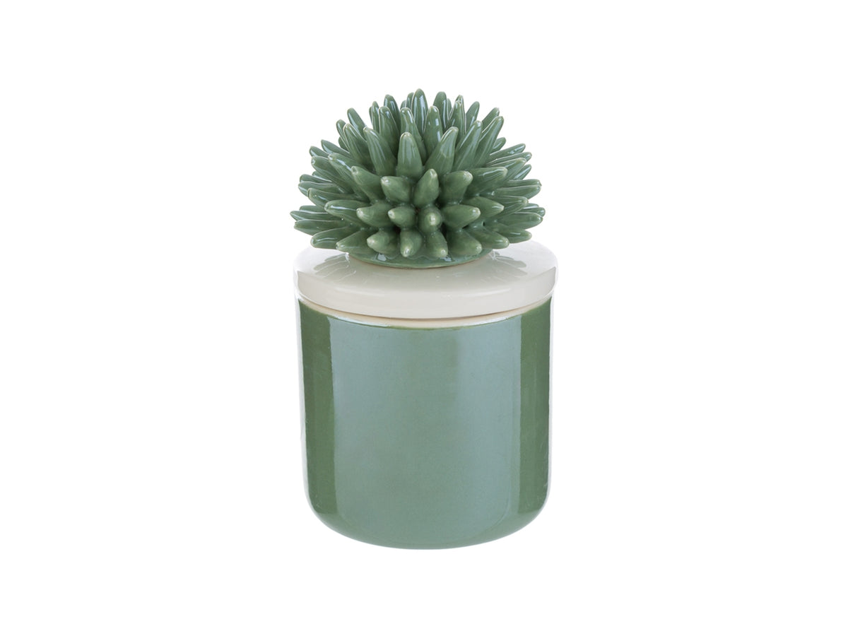 Candela scatola corallo porcellana verde 7,5x7,5xh.11,5cm con astuccio