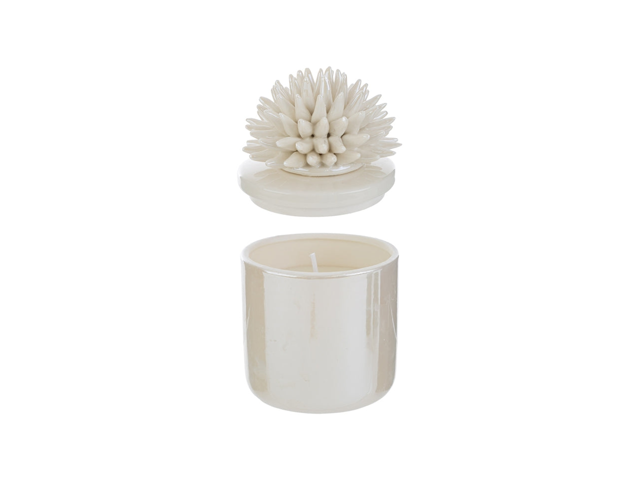 Candela scatola corallo porcellana bianca 7,5x7,5xh.11,5cm con astuccio
