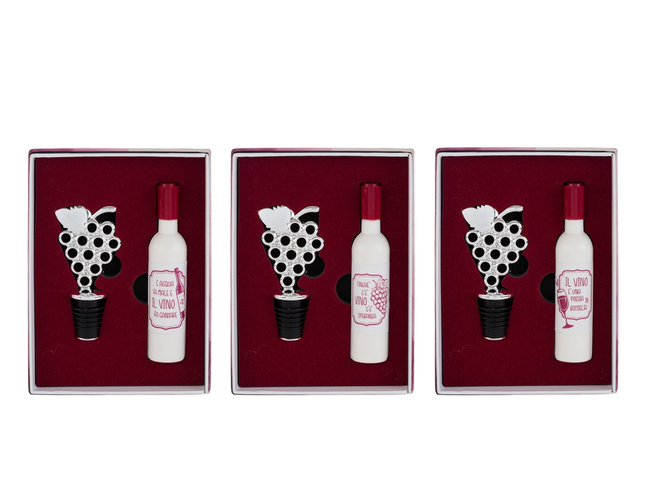 Accessori vino con astuccio set da 2 accessori 3 assortimenti