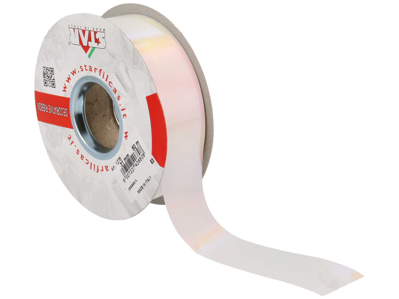 Nastro bianco iridescente monocromatico 3,1cmx50mt - Star