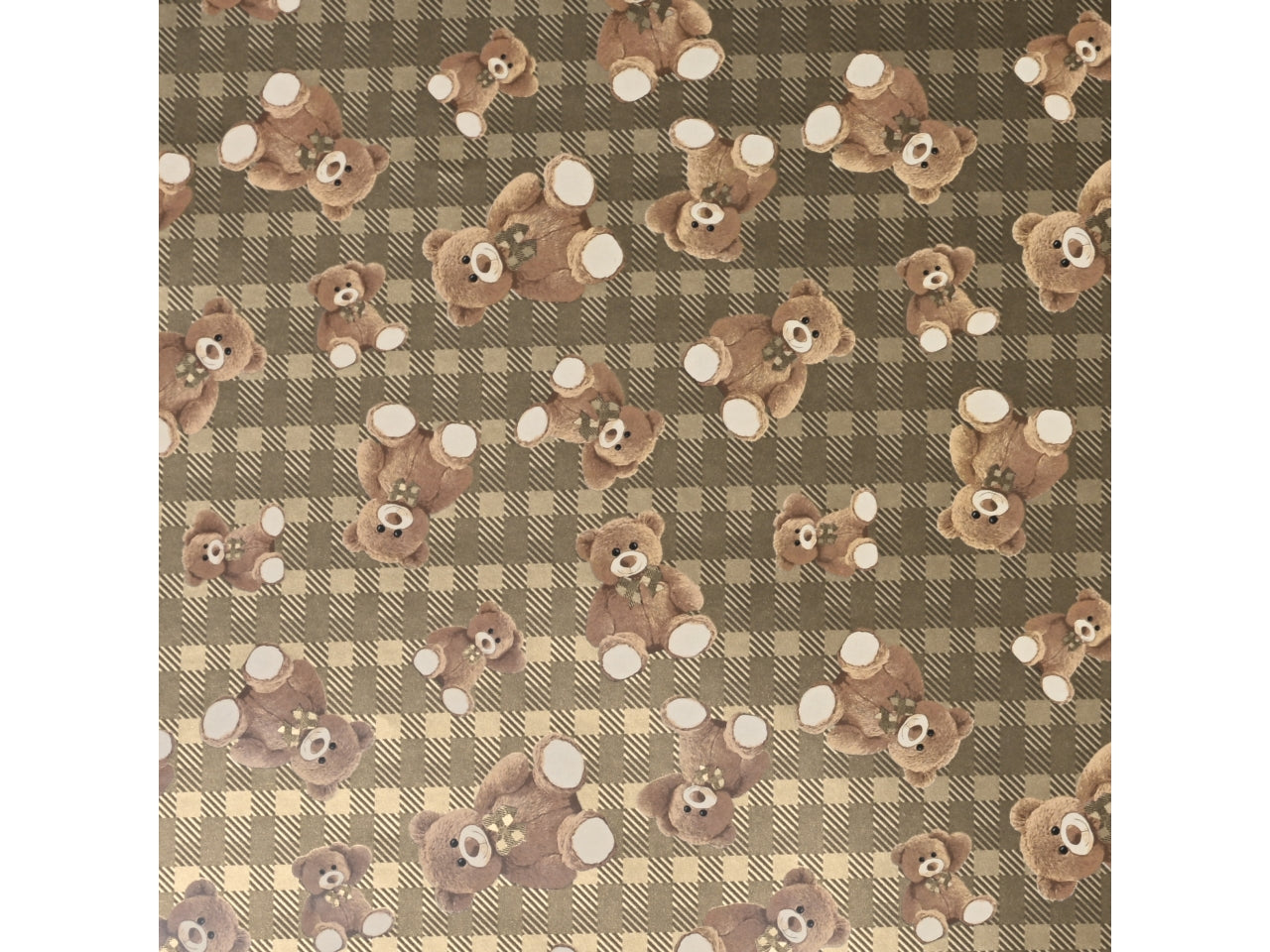 Rotolo carta da regalo natalizia tartan con orsetti peluche dorato 100cmx10mt - Star