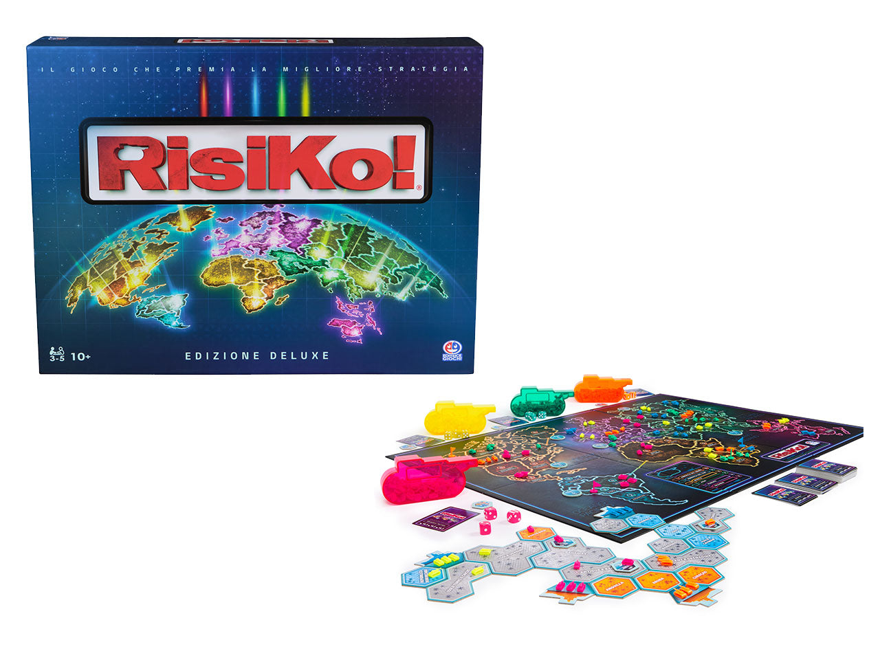 Risiko! Deluxe: Gioco da Tavolo Strategico, Carta e Plastica, Multicolore, EtÃ  10+, Plancia Extra Large, Obiettivi Segreti - Spin Master