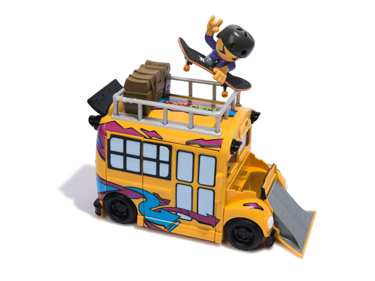 Bus trasformabile Tech Deck Skate Crew con personaggio per bambini da 5+ anni - Spin Master