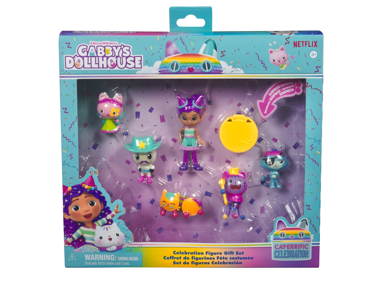 Gabby's Dollhouse set deluxe con personaggi in versione celebration