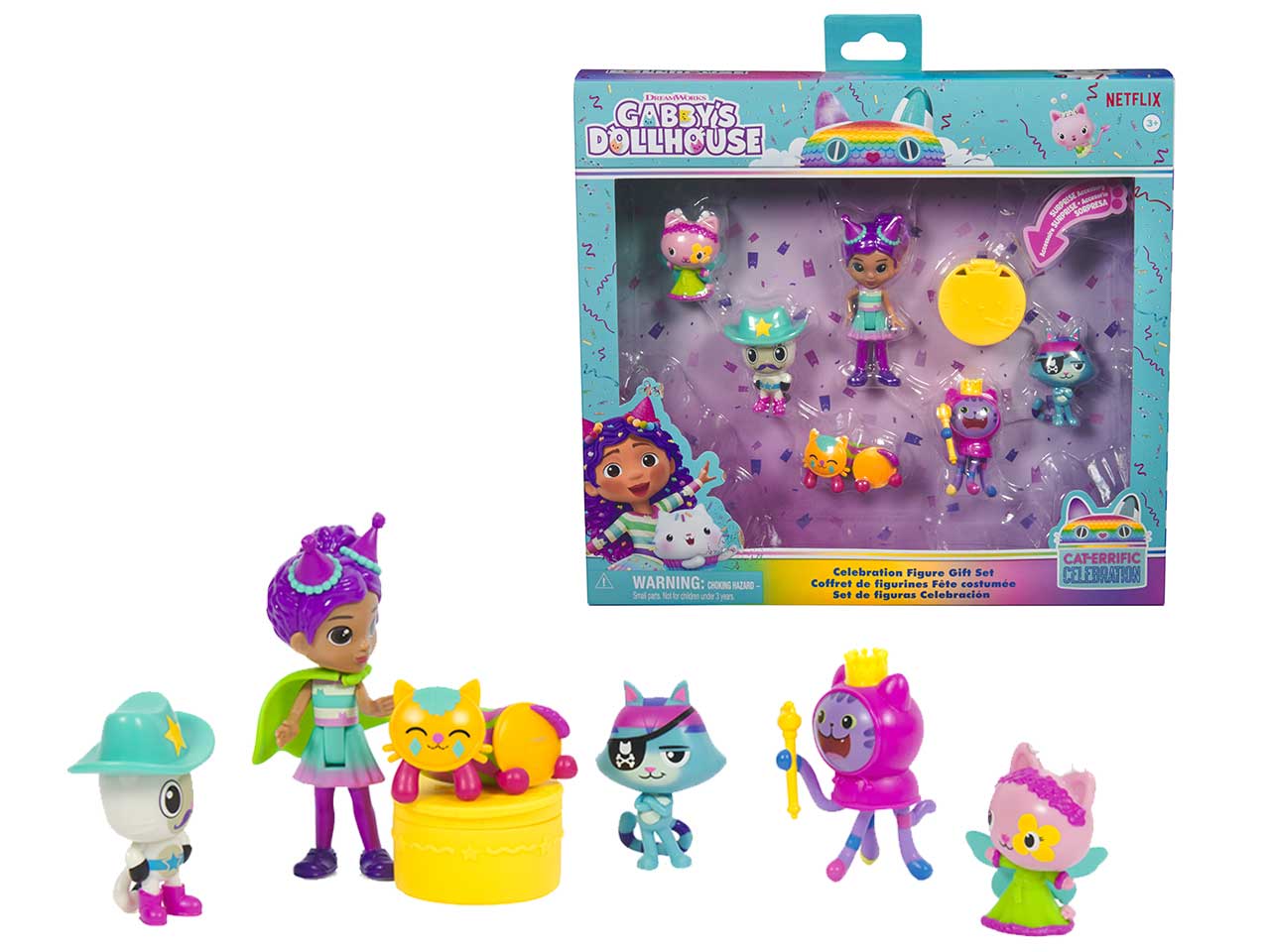 Gabby's Dollhouse set deluxe con personaggi in versione celebration