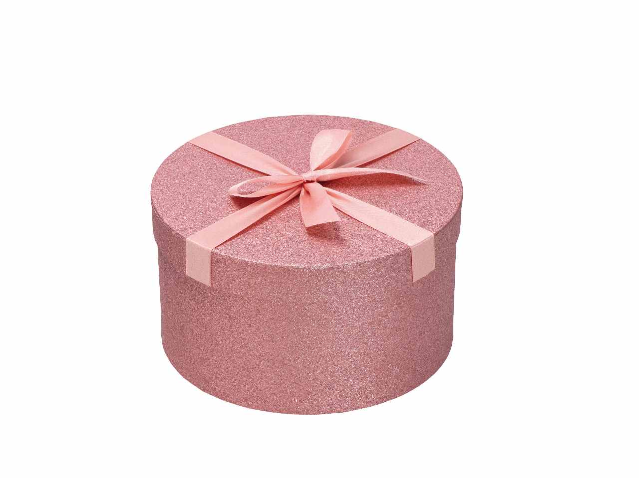 Scatola tonda con nastro rosa d.1 69092
