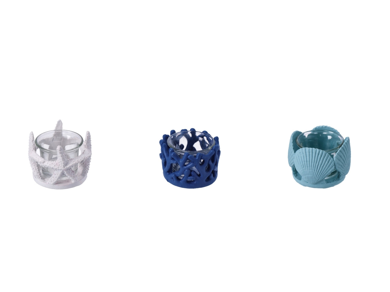 Porta tealight marinaro in resina e vetro in colori assortiti, 7,5xh.5cm - AD Trend -