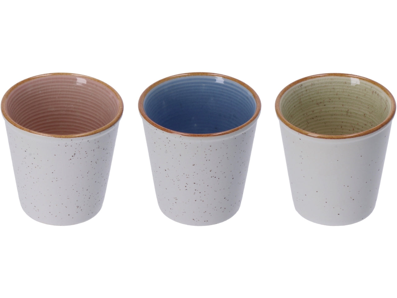 Set da 6 - Bicchieri per liquore in ceramica, multicolor stile scandinavo, lavorazione a rilievo, lavabile in lavastoviglie - d.7xh.7cm -  Star