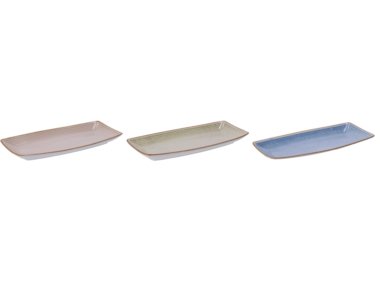 Vassoio rettangolare in ceramica toni pastello con lavorazione a rilievo, stile scandinavo, linea AD Trend, 3 colori disponibili - 29x14 cm- Star