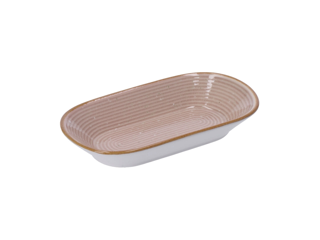 Vassoio ovale in ceramica monocromatico con lavorazione a rilievo, stile scandinavo, linea AD Trend, 3 colori pastello disponibili - 18x9,5 cm- Star
