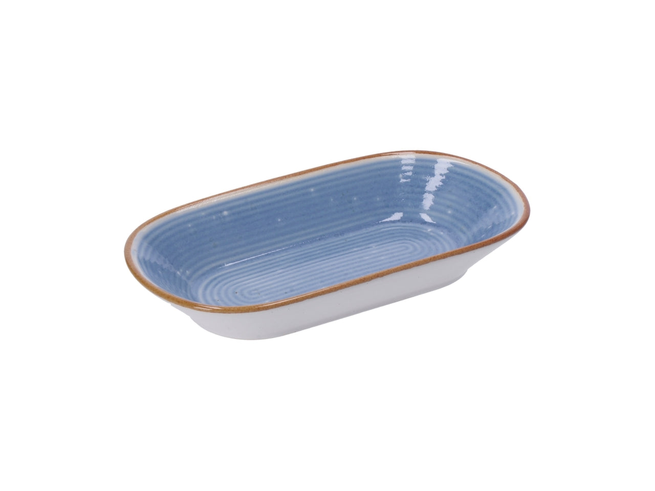 Vassoio ovale in ceramica monocromatico con lavorazione a rilievo, stile scandinavo, linea AD Trend, 3 colori pastello disponibili - 18x9,5 cm- Star