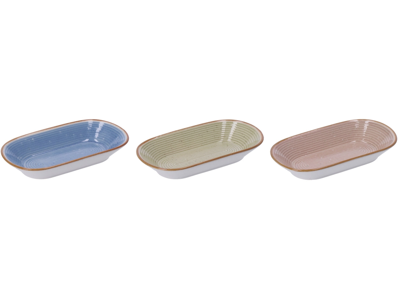 Vassoio ovale in ceramica monocromatico con lavorazione a rilievo, stile scandinavo, linea AD Trend, 3 colori pastello disponibili - 18x9,5 cm- Star