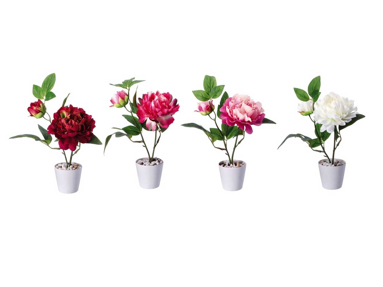 Piantina peonia artificiale in vaso di melamina - colore assortiti realistico e flessibile con fogliame opaco - d.10xh.32cm - Star