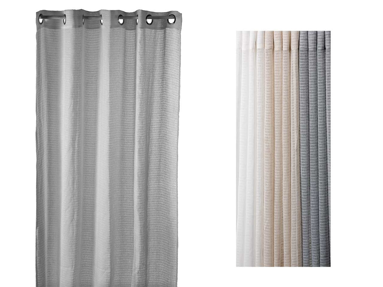 Tenda da interni moderna rigata semitrasparente con anelli, 3 colori disponibili, lavabile a 30Â° - 140x280 cm - Star