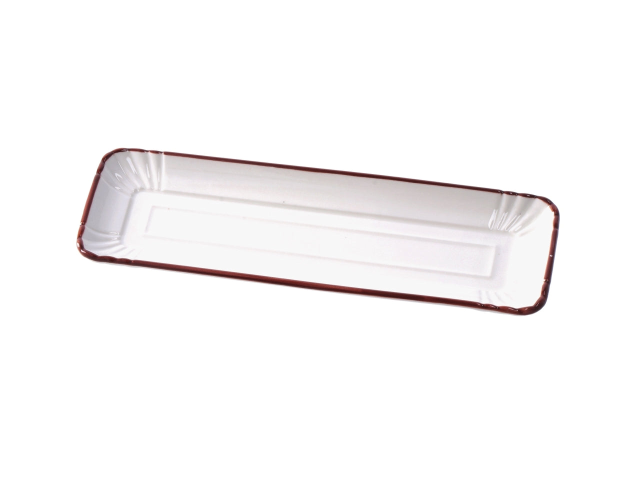 Vassoio rettangolare in porcellana avorio con bordo colorato, stile country, utilizzabile in forno e microonde, lavabile in lavastoviglie - 25x9x1,5 cm - Star