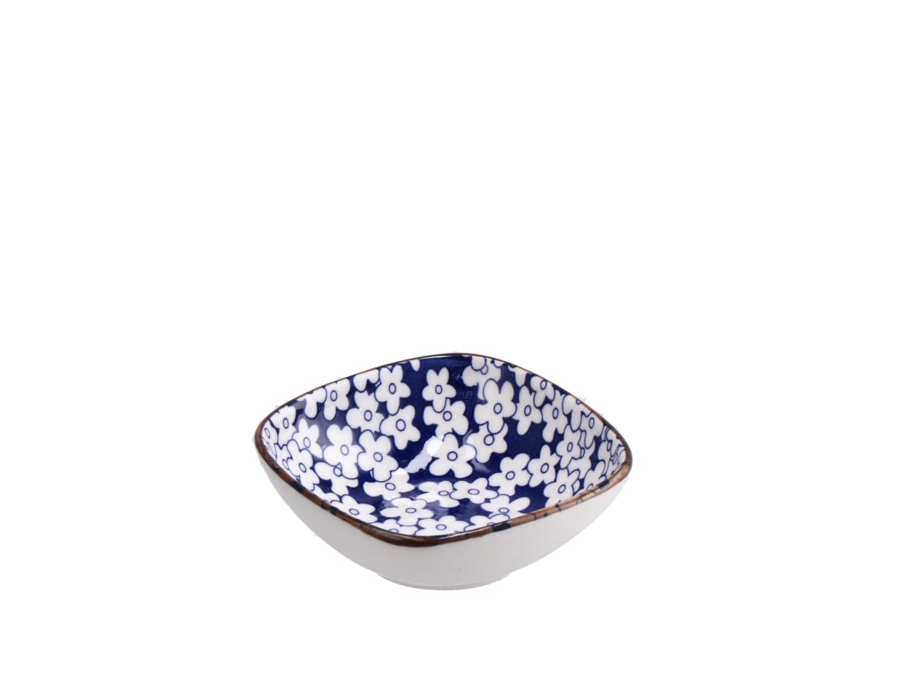 Ciotola in ceramica blu a fantasia  floreale e botanica 8x8x3cm - Star