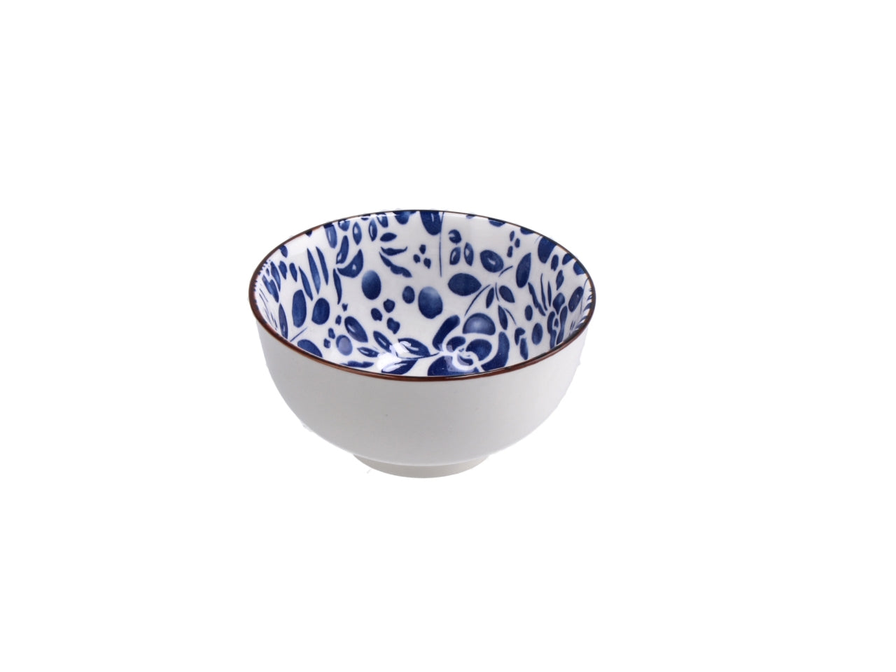 Ciotola in ceramica blu a fantasia floreale e botanica 9x5cm - Star