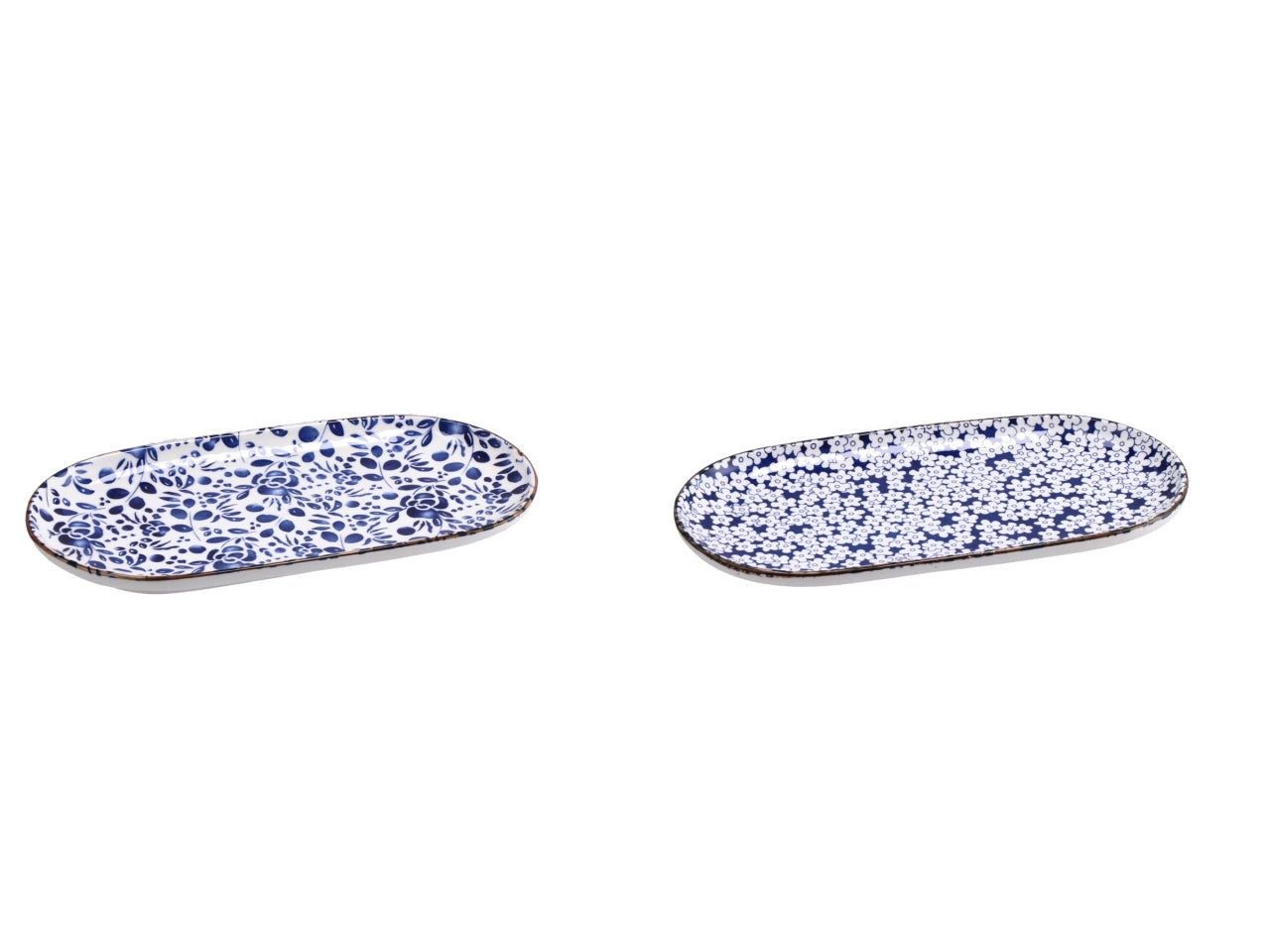 Ciotola in ceramica blu e beige florealee botanica 27x14x2 cm - Star