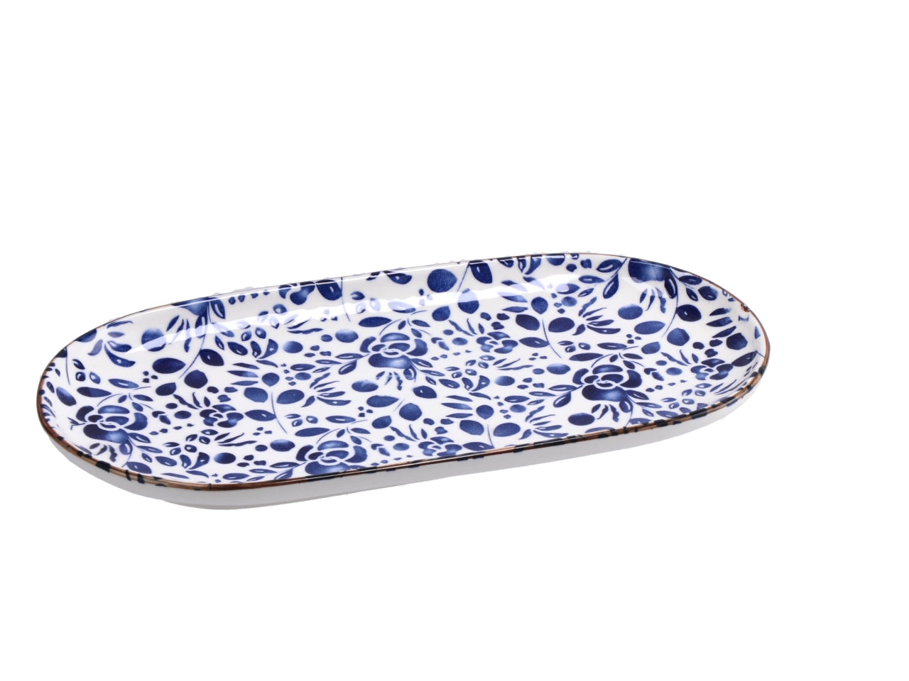 Ciotola in ceramica blu e beige florealee botanica 27x14x2 cm - Star