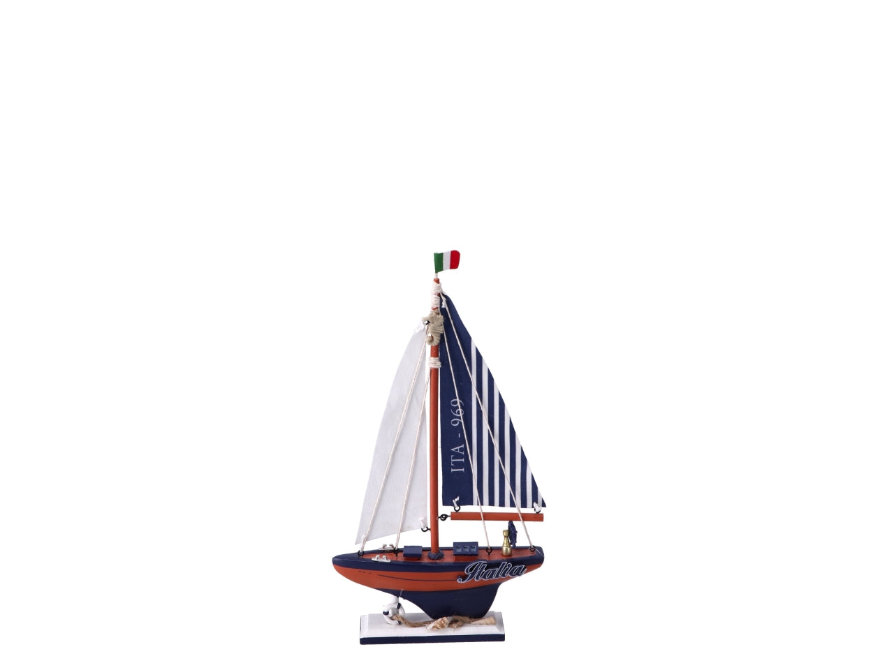Statua barca a vela in legno stile marinaro 21x5x39 cm - Star