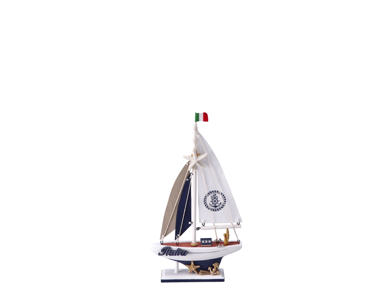Statua barca a vela in legno stile marinaro 21x5x39 cm - Star