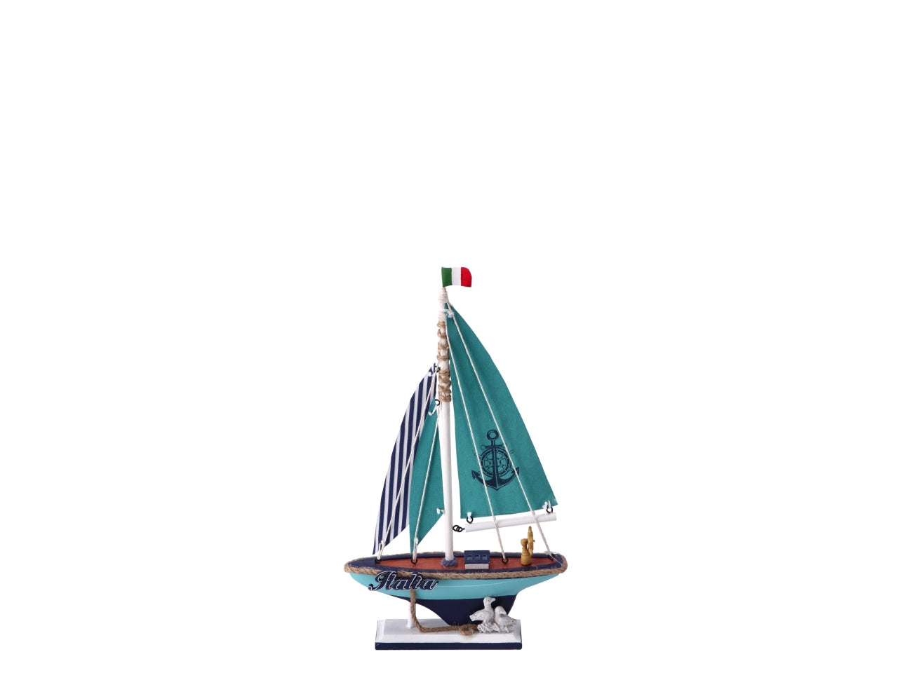 Statua barca a vela in legno stile marinaro 21x5x39 cm - Star
