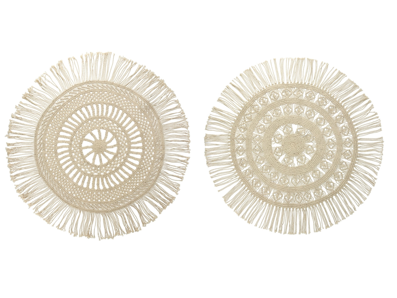 Tappeto per soggiorno e camera da letto, stile boho in cotone beige d.90 cm - AD Trend