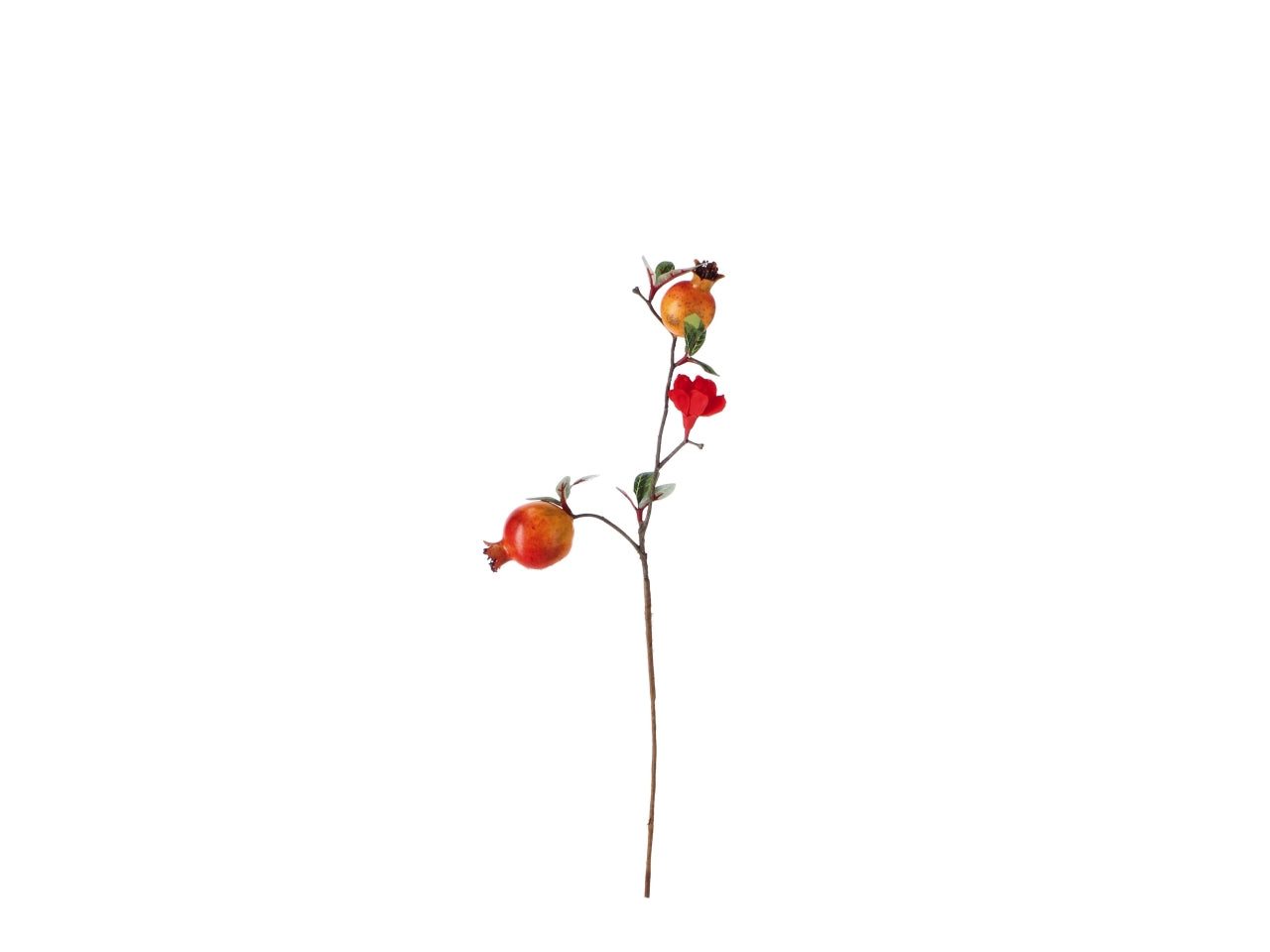 Ramoscello 45cm con 2 melagrane + 1 fiore in 3 colori assortiti