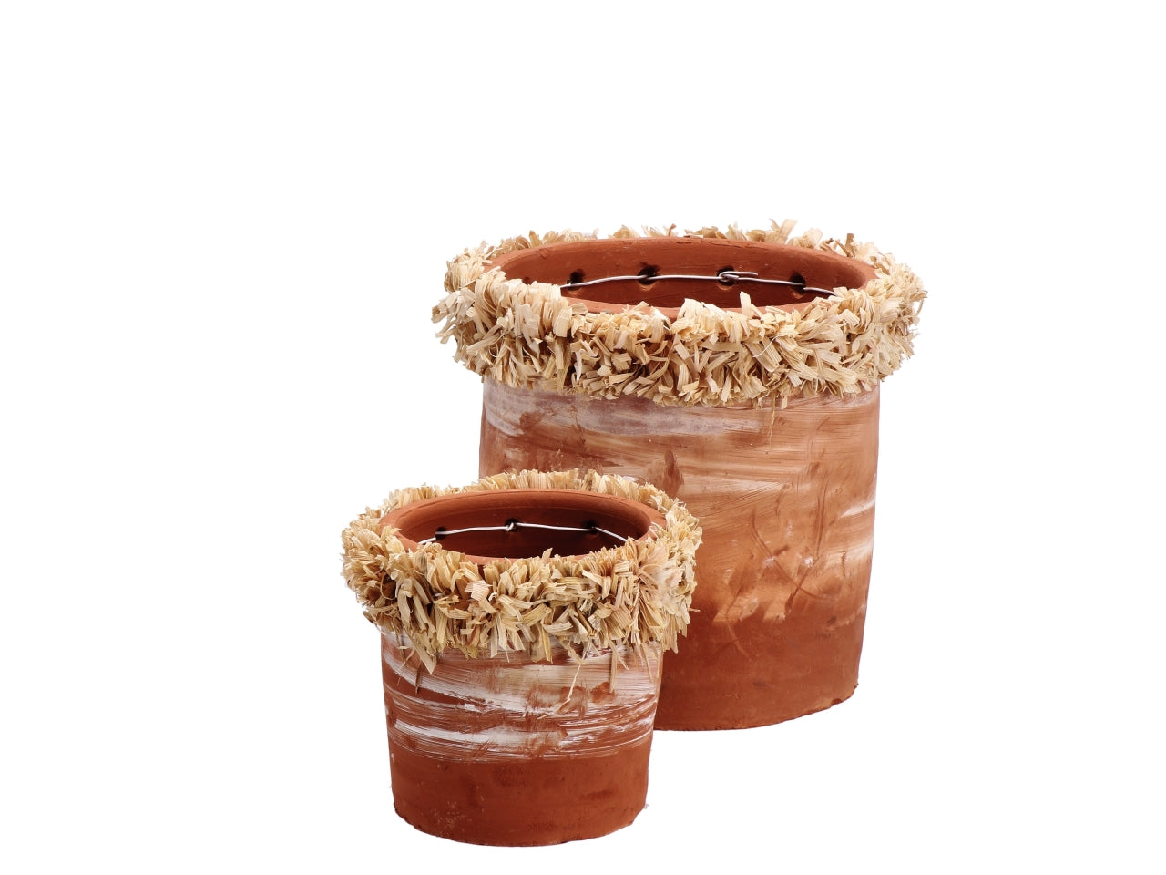 Vasi in ceramica + fibra naturale garcia d.15/23cm set da 2 vasi