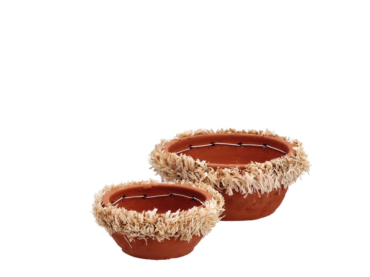 Vasi in ceramica + fibra naturale garcia d.18/24cm set da 2 vasi